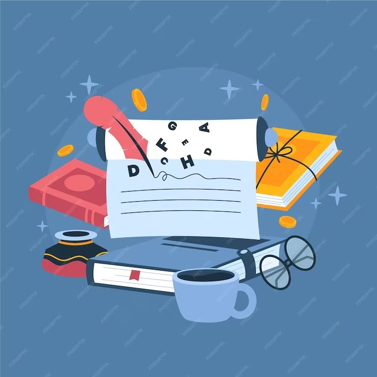 Ilustración de una pluma escribiendo sobre un papel