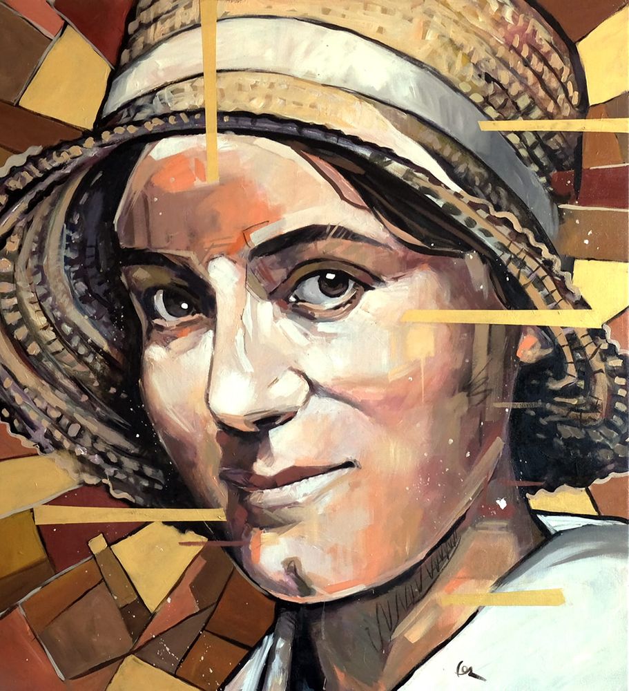 Rostro de Edith Stein pintado