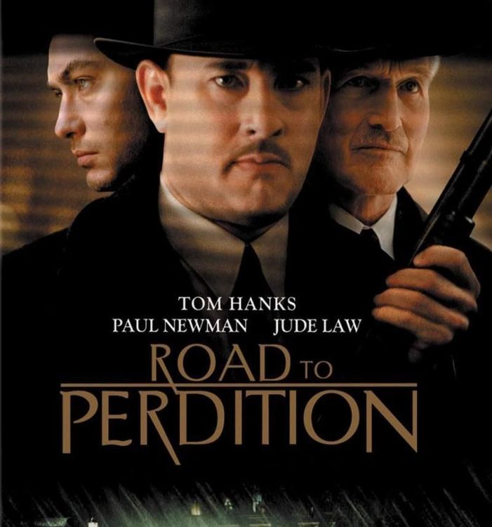 Afiche de película en la que se ve a tres hombres de negro, con sombrero y armados.