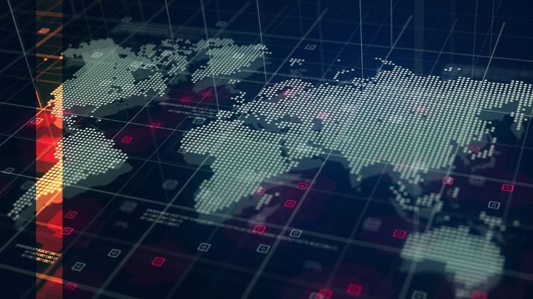 mapa con color blanco con puntos y lineas