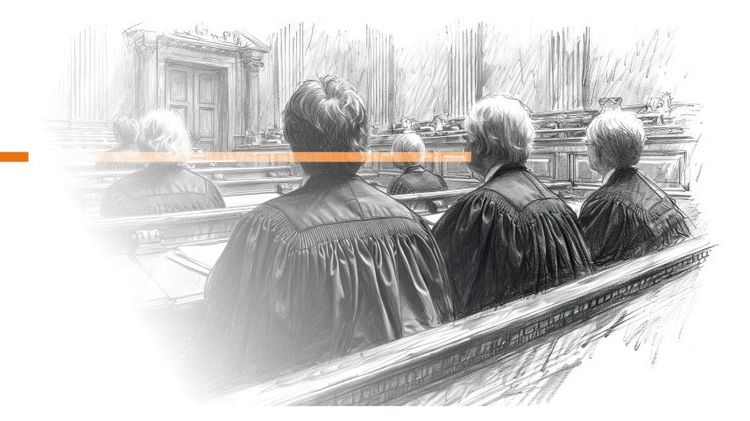 Foto dibujada de personas sentados en una corte