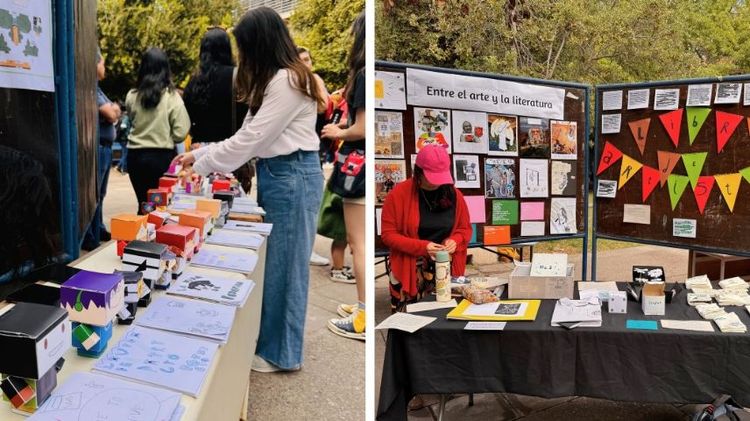 En la imagen se ven los distintos stands de la Feria de Aprendizajes del año 2023.