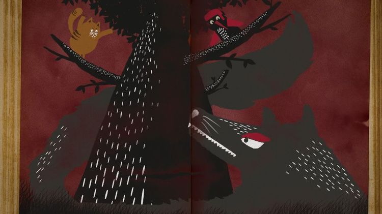 Ilustración de Pedro Naranjo para el cuento musical de Prokofiev Pedro y el Lobo, que se presentará en la 2a Temporada Música UC para niñas y niños.