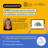 gráfica en la que aparece el mismo fondo de color amarillo y la parte inferior de color azul. En la esquina superior derecha se encuentra ubicado el logo de la Universidad Católica y el logo de CEDETi UC. Al lado izquierdo de los logos, se encuentra un es